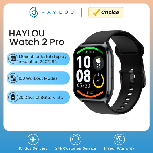 HAYLOU Watch 2 Pro (LS02 Pro) Smart Watch 1.85'' HD Display SpO2 Heart Rate Monitor 100 Workout Modes Smartwatch for Men Women