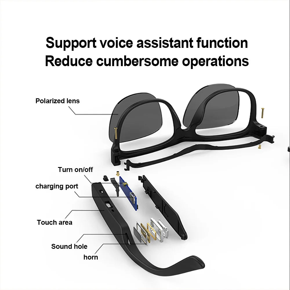 Lenovo Lecco Smart Glasses Headset Wireless Bluetooth Sunglasses Outdoor Sport earphone Calling Music Anti-Blue Eyeglasses